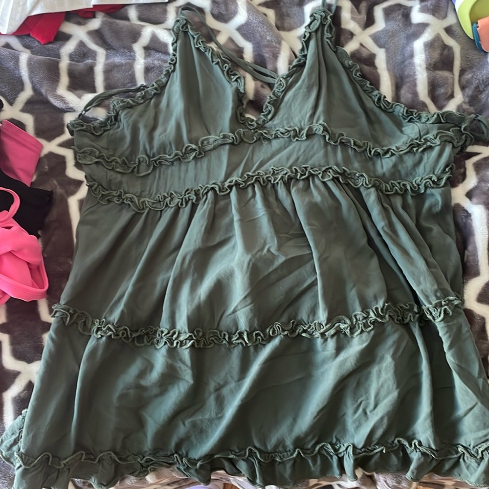 Forest green sun dress. Size M.